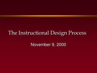 The Instructional Design Process