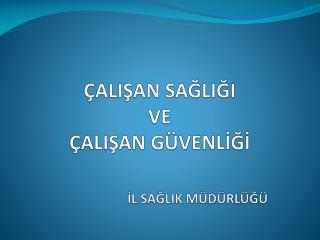 ÇALIŞAN SAĞLIĞI VE ÇALIŞAN GÜVENLİĞİ İL SAĞLIK MÜDÜRLÜĞÜ