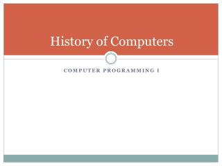 History of Computers