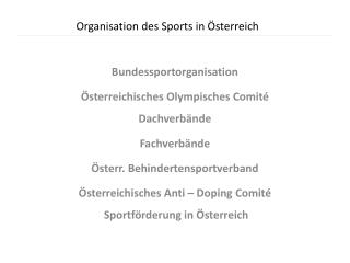 Organisation des Sports in Österreich