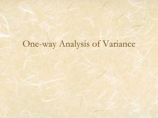 One-way Analysis of Variance