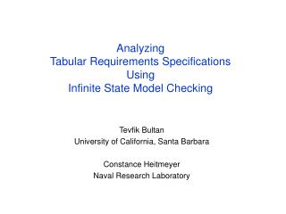 Analyzing Tabular Requirements Specifications Using Infinite State Model Checking