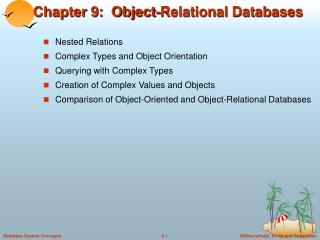 Chapter 9: Object-Relational Databases