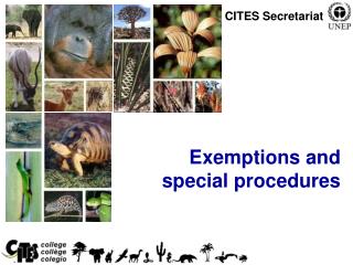 Exemptions and special procedures