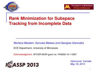 Rank Minimization for Subspace Tracking from Incomplete Data