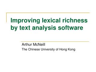 Improving lexical richness by text analysis software