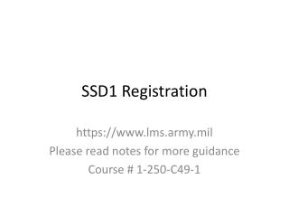 SSD1 Registration