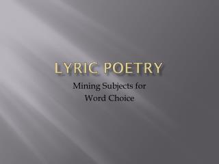 Lyric Poetry