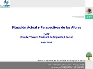 Situación Actual y Perspectivas de las Afores IMEF Comité Técnico Nacional de Seguridad Social