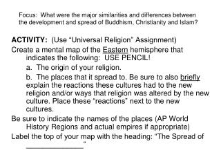 ACTIVITY: (Use “Universal Religion” Assignment)