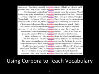 Using Corpora to Teach Vocabulary