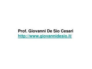 Prof. Giovanni De Sio Cesari giovannidesio.it/