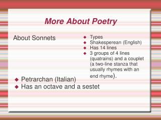 More About Poetry