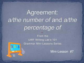 Agreement: a/the number of and a/the percentage of