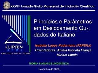 Princípios e Parâmetros em Deslocamento Qu-: dados do Italiano