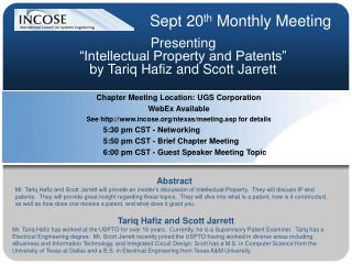 Presenting “Intellectual Property and Patents” by Tariq Hafiz and Scott Jarrett