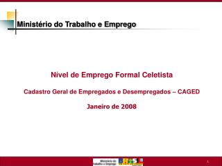 Nível de Emprego Formal Celetista Cadastro Geral de Empregados e Desempregados – CAGED