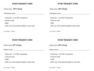 STUDY REQUEST CARD