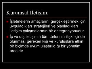 Kurumsal İletişim: