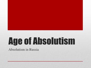 Age of Absolutism