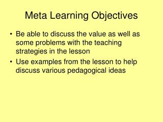 Meta Learning Objectives