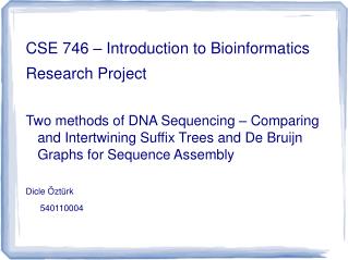 CSE 746 – Introduction to Bioinformatics Research Project