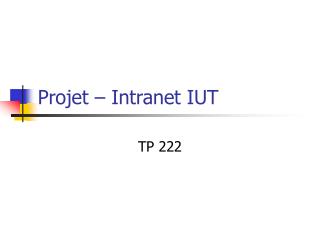 Projet – Intranet IUT