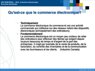 Qu'est-ce que le commerce électronique?