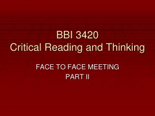 BBI 3420 Critical Reading and Thinking