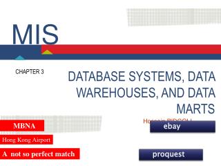 DATABASE SYSTEMS, DATA WAREHOUSES, AND DATA MARTS