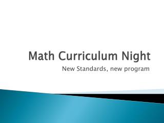 Math Curriculum Night