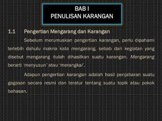 BAB I PENULISAN KARANGAN