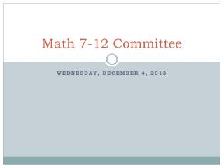 Math 7-12 Committee