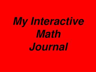My Interactive Math Journal