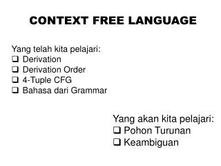 CONTEXT FREE LANGUAGE