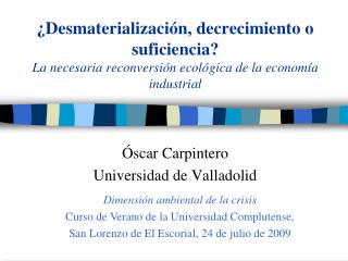 Óscar Carpintero Universidad de Valladolid