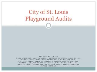 City of St. Louis Playground Audits