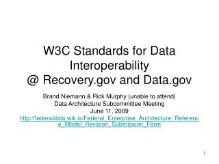 W3C Standards for Data Interoperability @ Recovery and Data