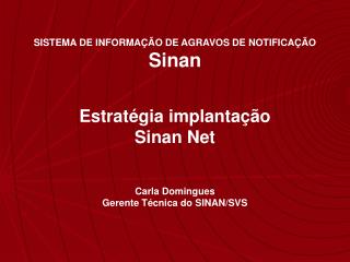 Carla Domingues Gerente Técnica do SINAN/SVS