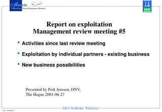 Report on exploitation Management review meeting #5