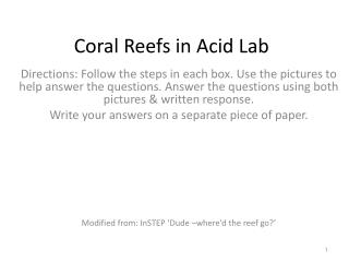 Coral Reefs in Acid Lab