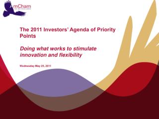 AmCham’s Investors’ Agenda of Priority Points