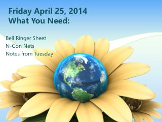 Friday April 25, 2014 What You Need: