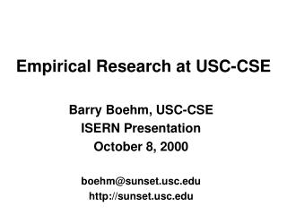 Empirical Research at USC-CSE