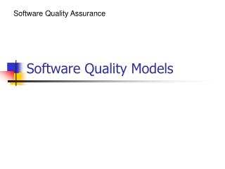 Software Quality Models