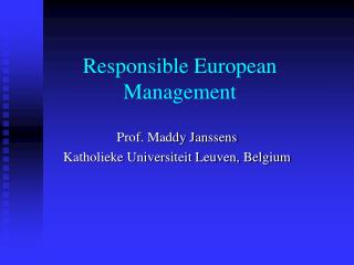 Responsible European Management