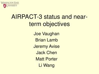 AIRPACT-3 status and near-term objectives