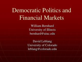 Democratic Politics and Financial Markets
