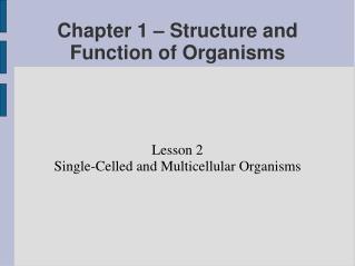 Chapter 1 – Structure and Function of Organisms
