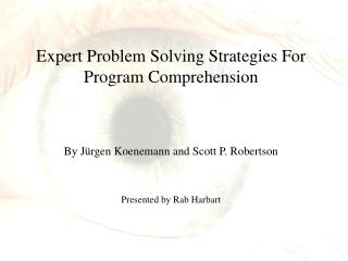 Expert Problem Solving Strategies For Program Comprehension